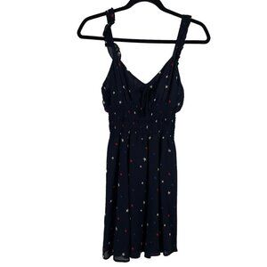 Reformation Elyse Patriotic Star Ruffle Strap Fit & Flare Mini Dress Black Sz 4